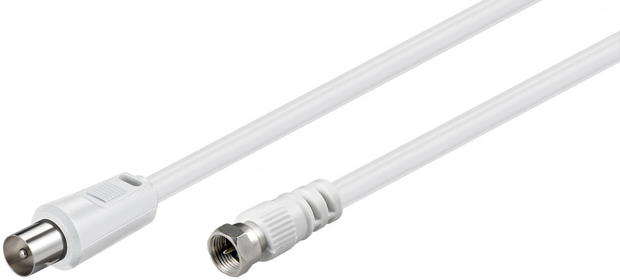 11727  Cable de SAT/Antenna  2,5m F Macho a Coaxial Macho Blanco