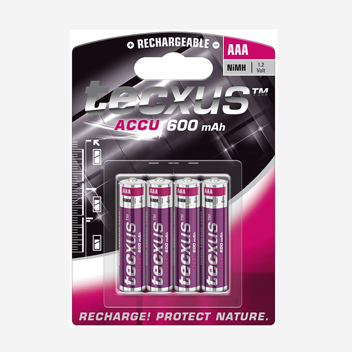 14112  Bateria Recargable AAA LR03  600mA 1,2V 4 x Blister Tecxus