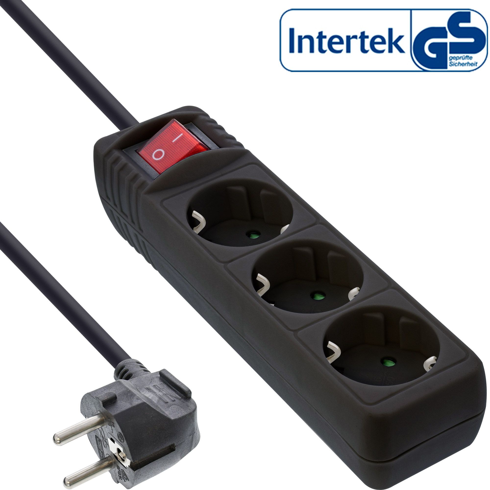 16433S  Regleta de  3 tomas con Interruptor Negra y  3,00 m 16 A, 50 Hz, max. 3500 W