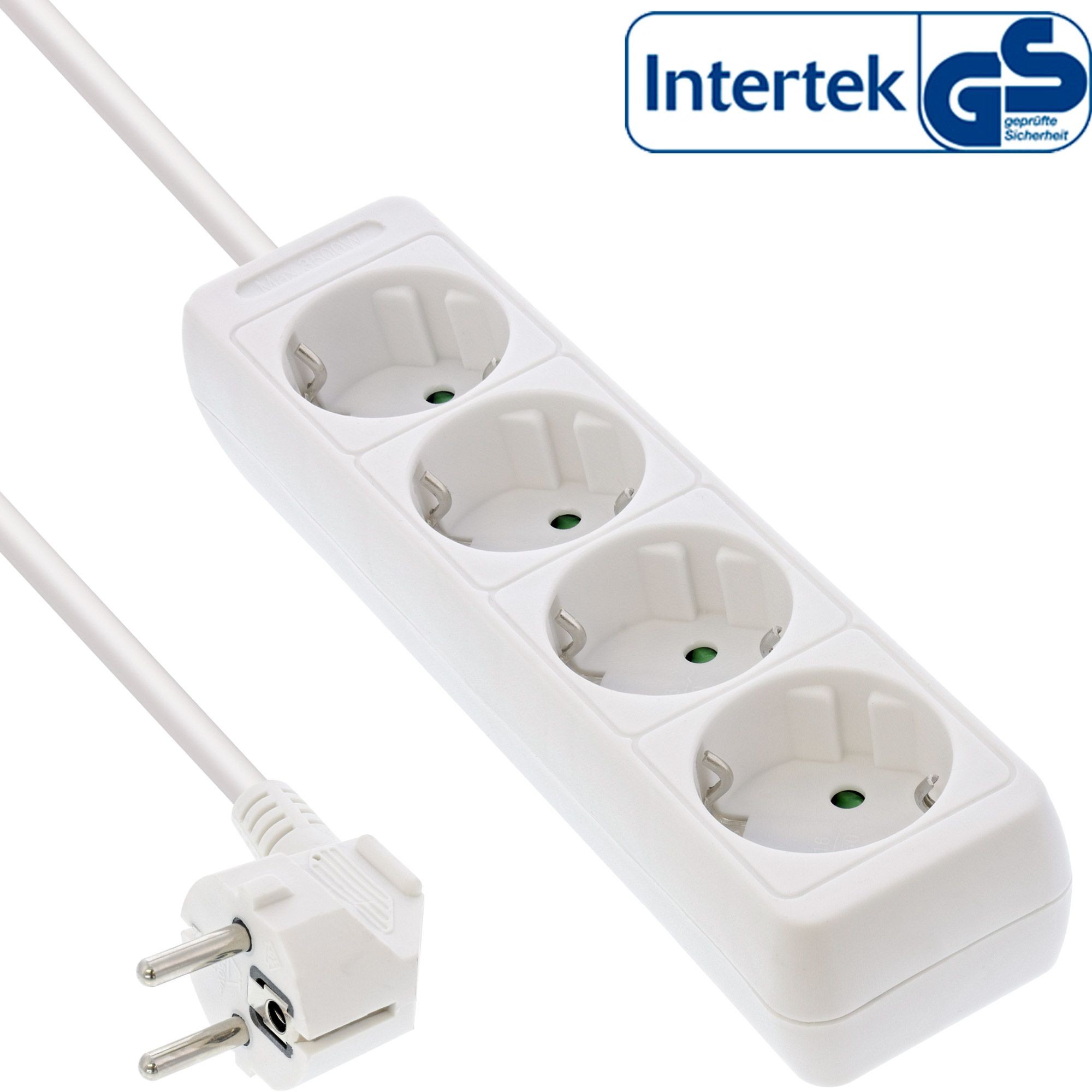 16441F  Regleta de  4 tomas sin interruptor Blanca 1.5m 16A 3500W InLine