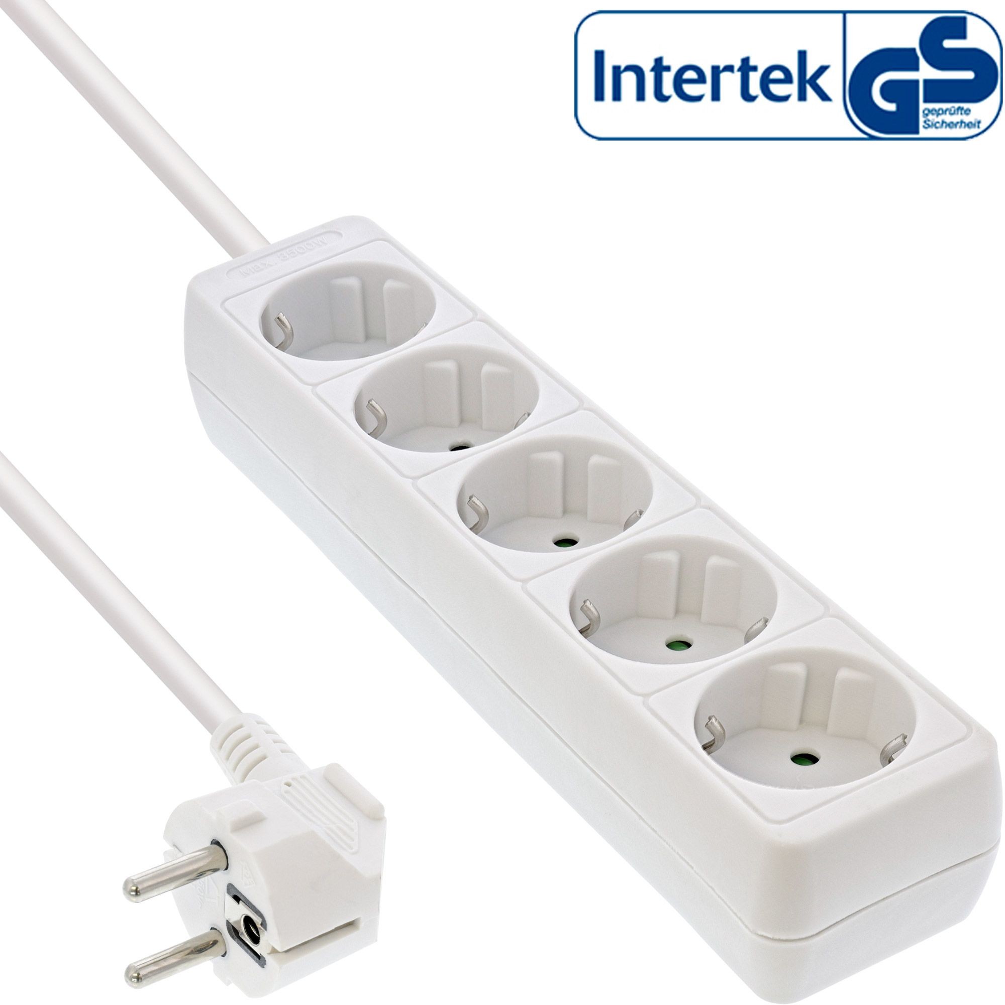 16451F  Regleta de  5 tomas sin interruptor Blanca 1.5m 16A 3500W InLine