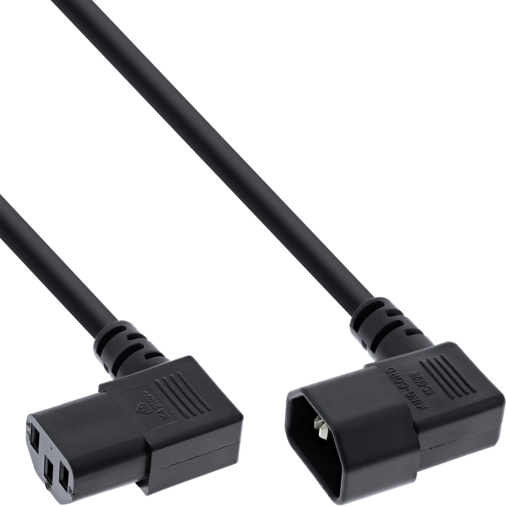 16601A  Cable Extension C13 a C14  1 m Negro Doble Angulado