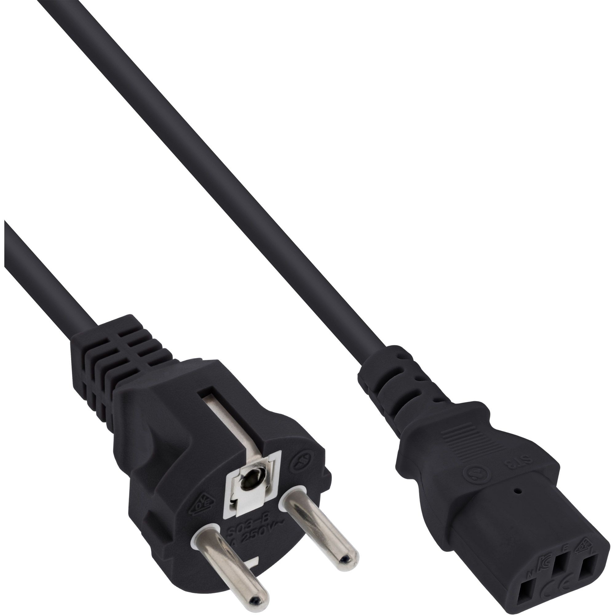 16651D  Cable Alimentacion CEE-7/7 SCHUKO a C13 1.00m Negro Inline
