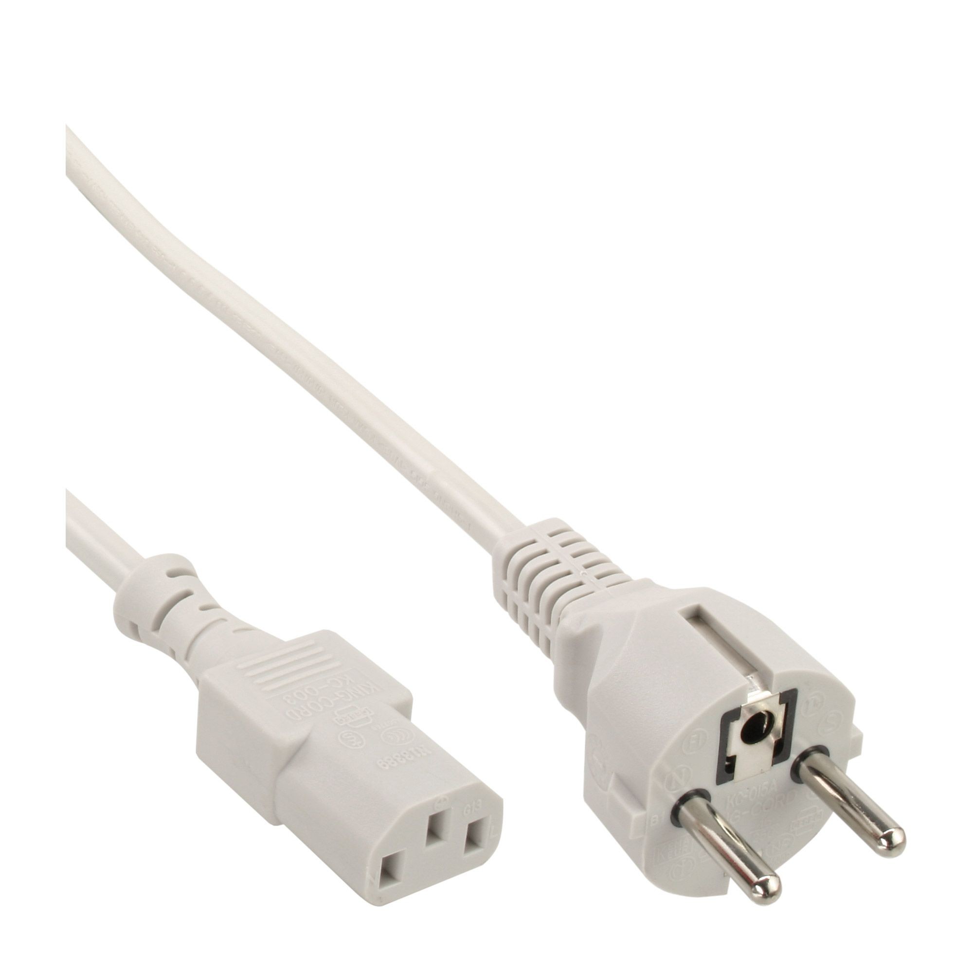 16652V  Cable Alimentacion CEE-7/7 recto  SCHUKO a C13 recto 1.80m Gris H05VV-F3G 0.75qmm