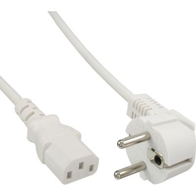 16652W  Cable Alimentacion CEE-7/7 90º SCHUKO a C13 1.80m Blanco