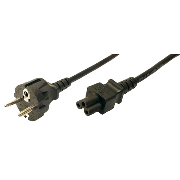 16656B  Cable Alimentacion CEE-7/7  SCHUKO  a C5 Trebol 5,00 metros Negro Seccion  3G1,0mm²