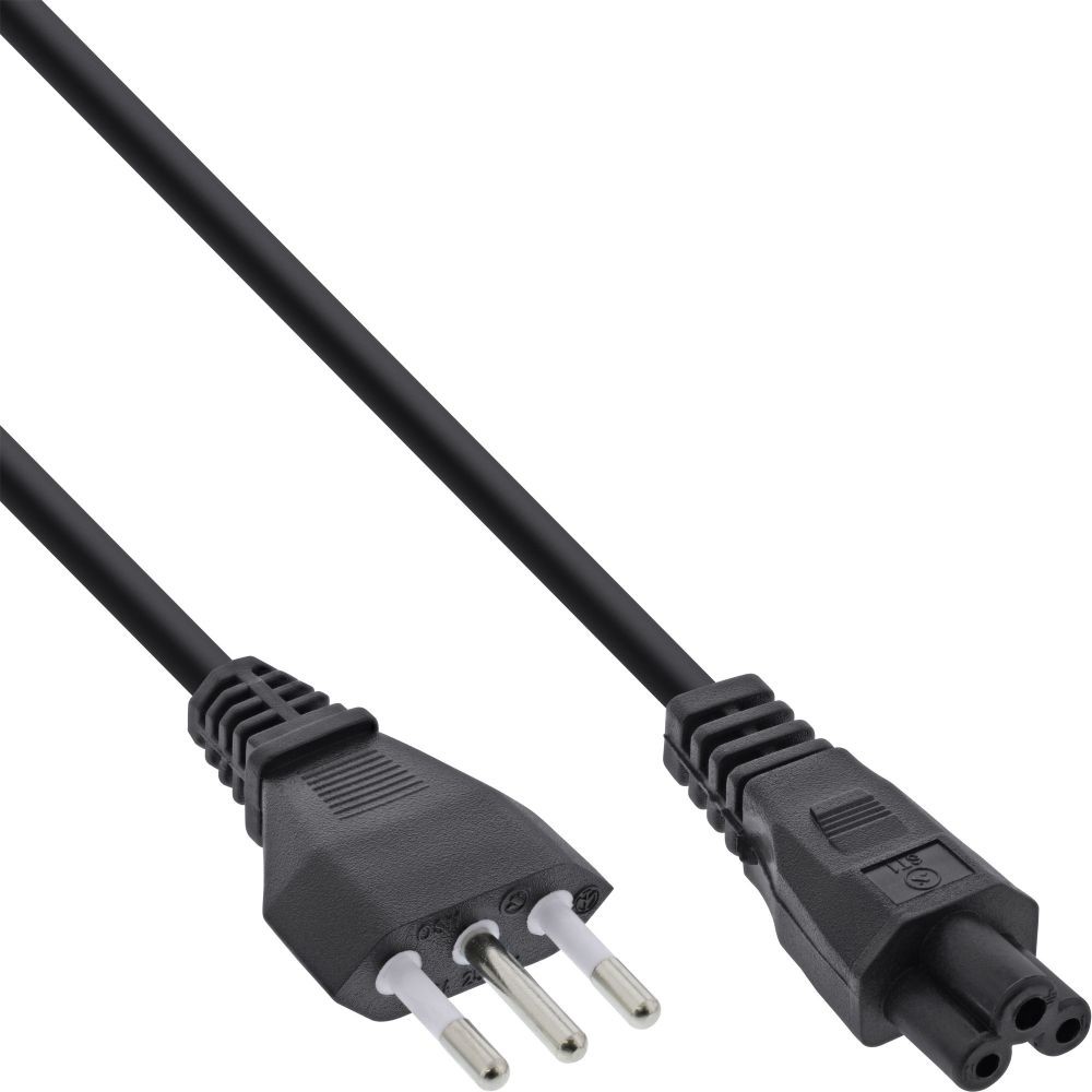 16656S  Cable Alimentacion Italia CEI 23-16 a Conector C5 2 metros NEGRO