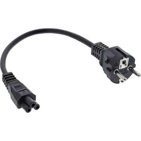 16656T  Cable Alimentacion CEE-7/7  SCHUKO  a C5 Trebol 0,30 m  Negro