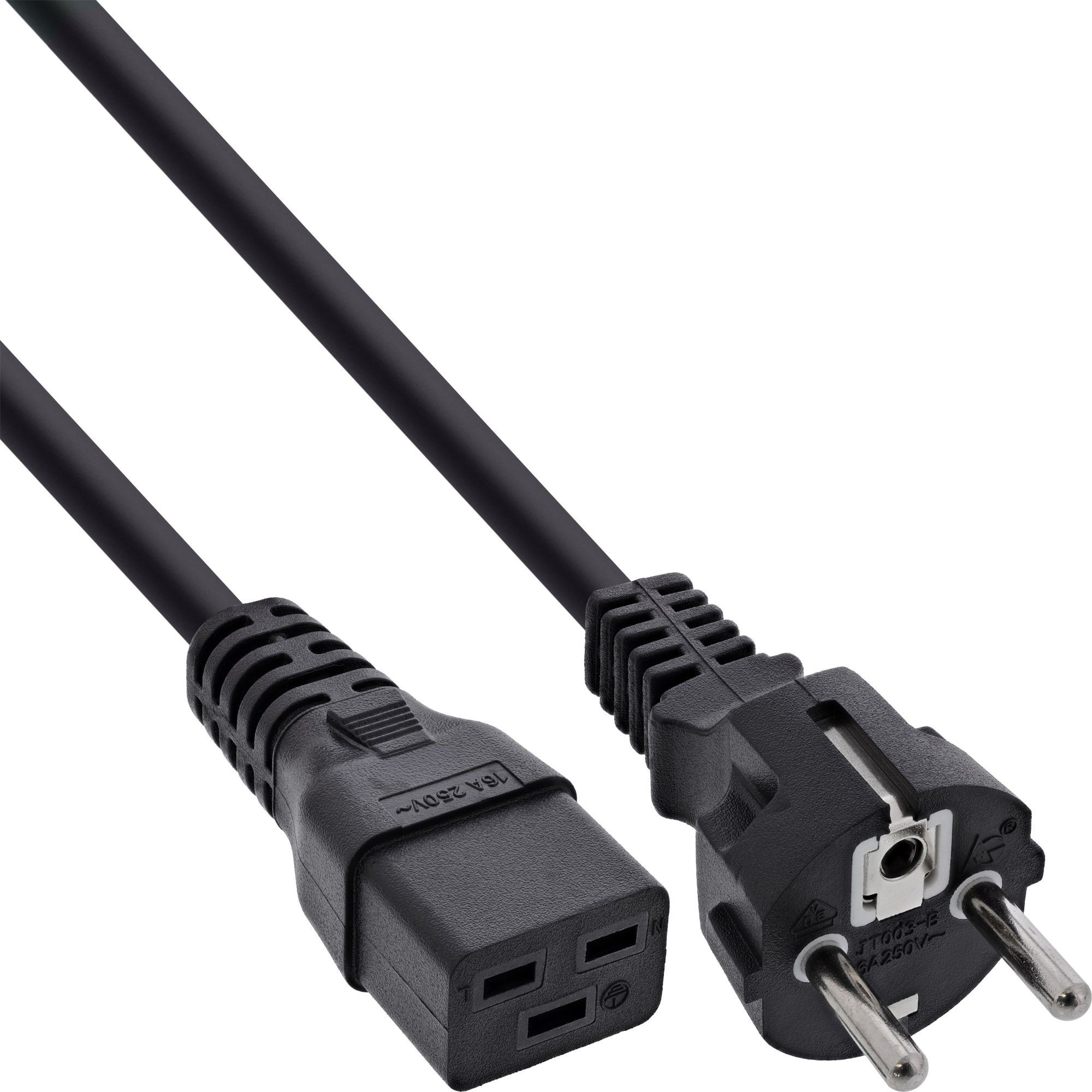 16658G  Cable Alimentacion CEE-7/7 SCHUKO a C19 5,00m Negro