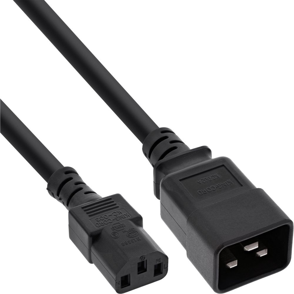 16659B  Cable Extension C13 a C20 0,50 m Negro 3x1,5mm², max. 10A,