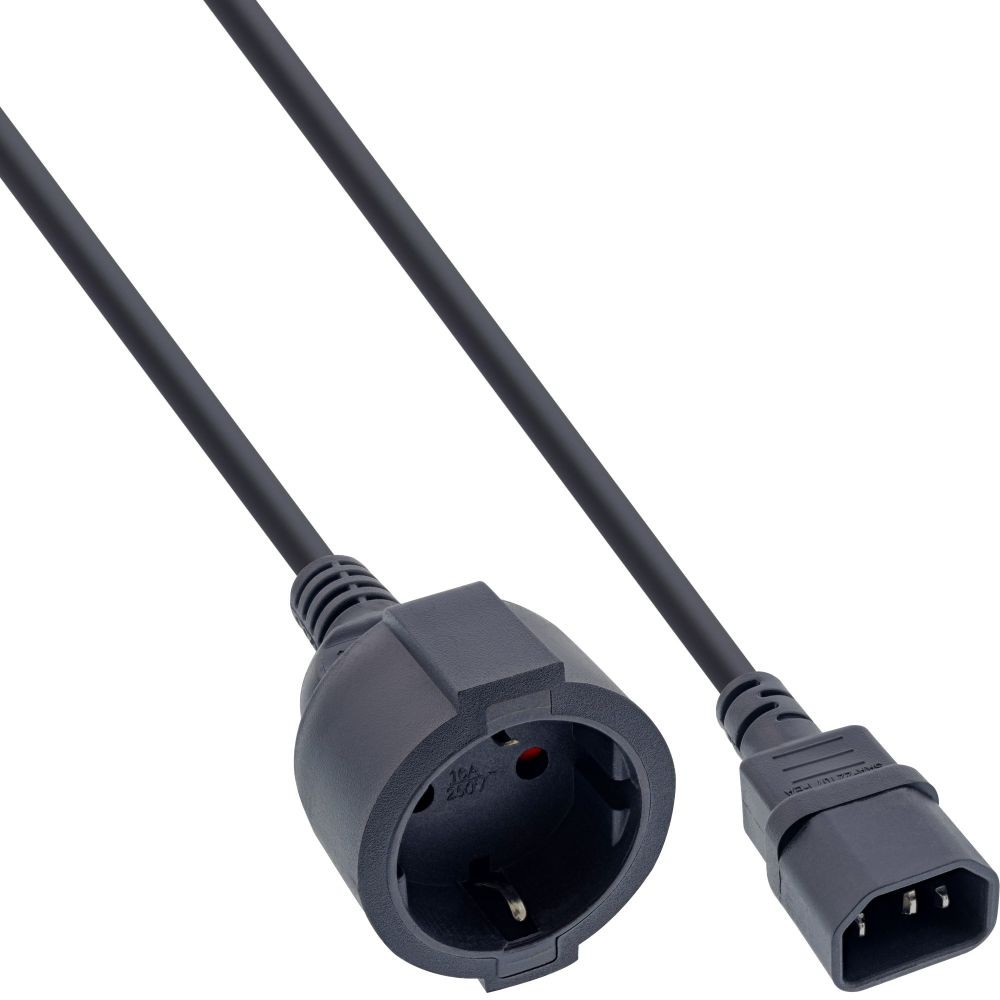16659K  Cable Extension C14 a CEE 7/4 Shucko H 0,50m Negro 10A