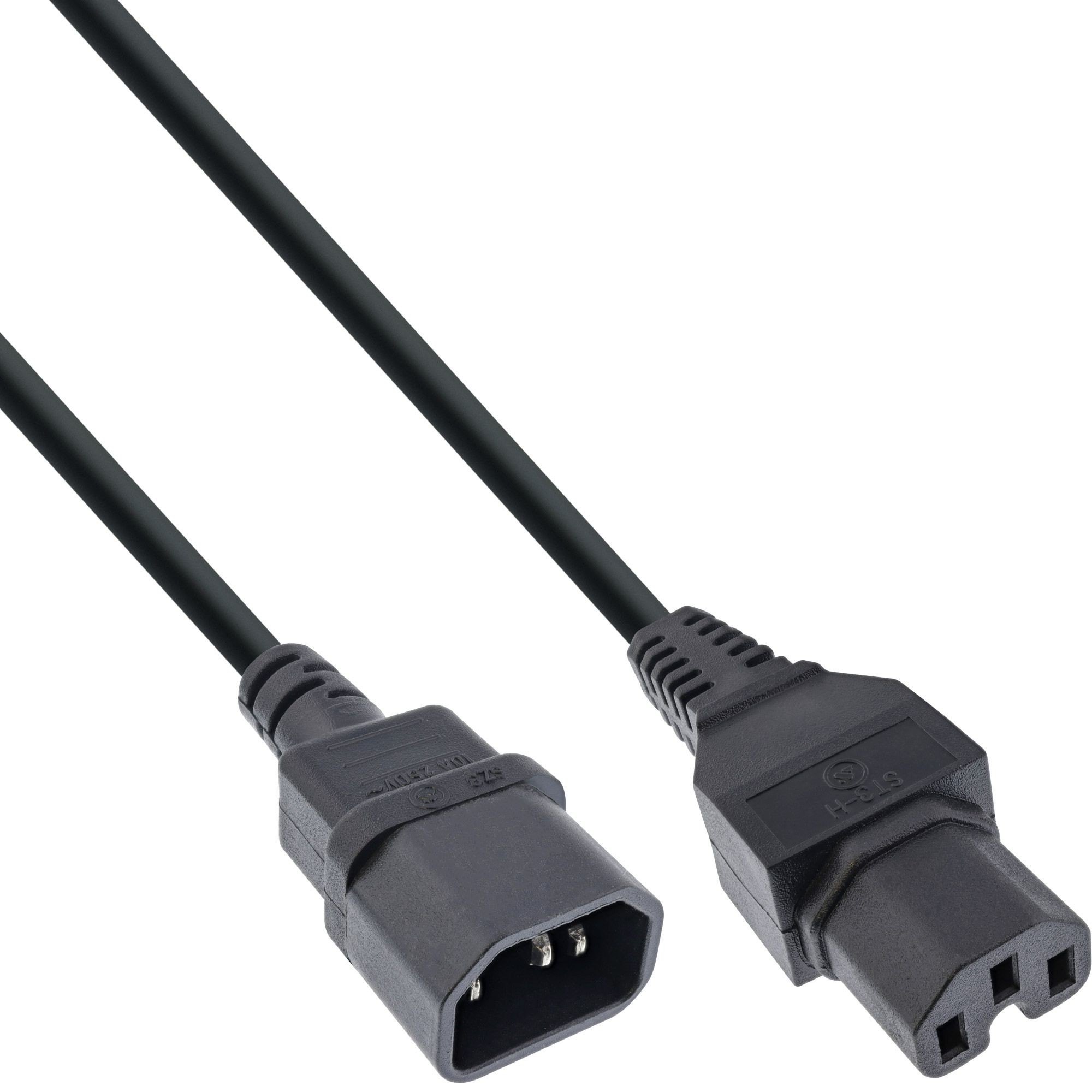 16811B  Cable Extension C14 a C15   1,80 m Negro Inline 3 x 0,75 mm&sup2;