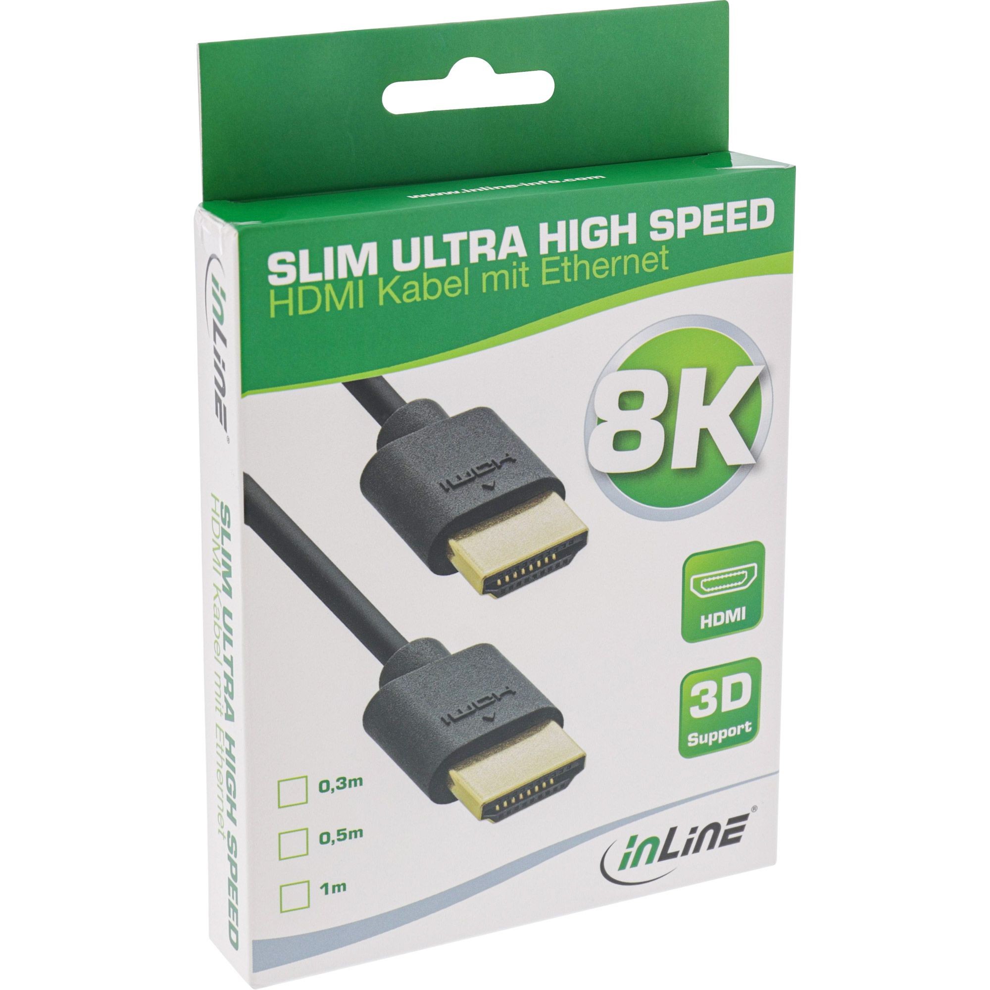 17933S  Cable HDMI A-A  0,30 metros Ultra-Slim High Speed HDMI?  UHD 8K @ 60 Hz  Inline Blister Carton