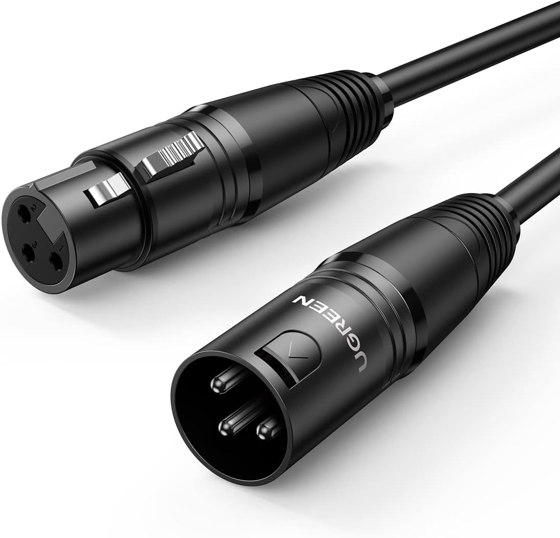 20708  Cable audio microfono XLR 3-pin Canon DMX Balanceado macho a hembra de  1m Ugreen
