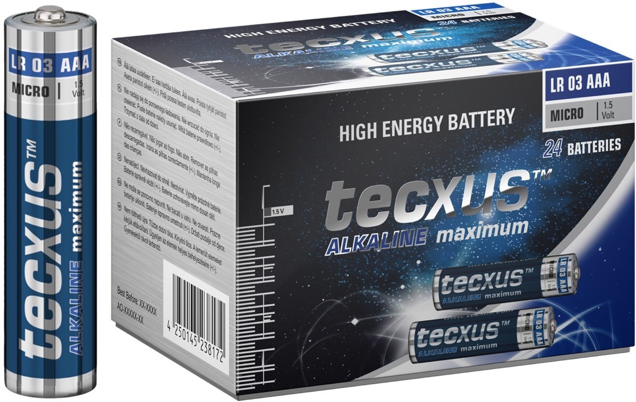 23817  Pila Alcalina   LR03 AAA 1,5V   24 x Caja  Tecxus Alkaline maximum