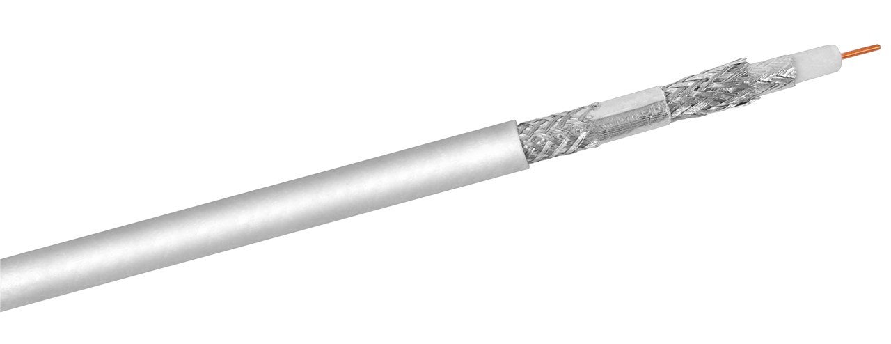 27518  Cable coaxial 100 metros SAT de 120 dB, blindado en 4 Mallas, CCS 
para sistemas de cable digital SAT y BK , Blanco
