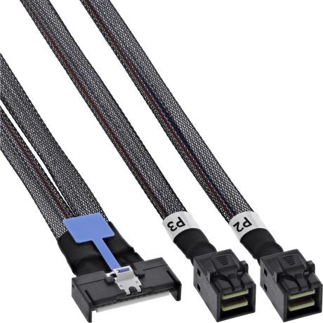 27666B  Cable MCIO x8 Macho a 2x MiniSAS-HD SFF-8643  0,75 metro InLine