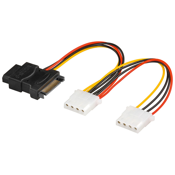 29679  Cable Interno PC;  1xSATA M a 3xHDD/5.25" H 4-pin 0,15m
