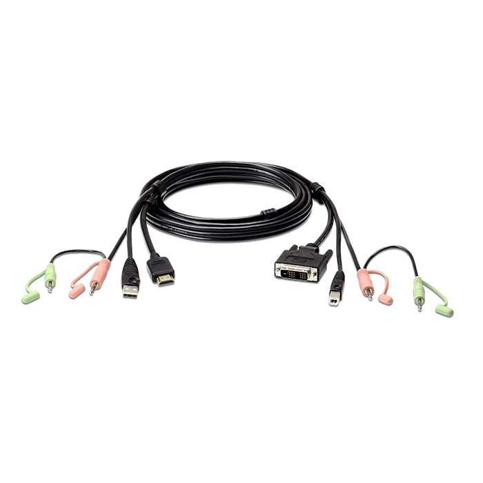 2L-7D02DH  Cable KVM HDMI a DVI-D USB con audio de 1,8 m