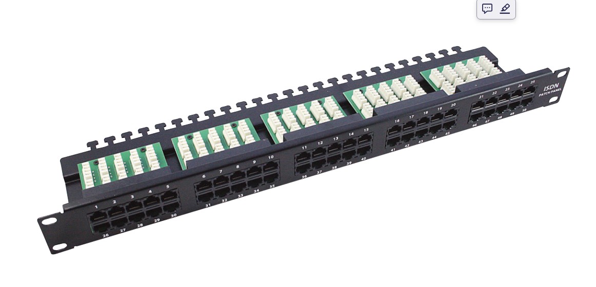 3000004  PATCH PANEL  ISDN-VOZ MONOLYTH 19" 50 PUERTOS CAT3 Negro RAL9004
