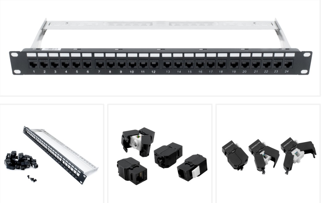 3000011  PATCH PANEL LAN MONOLYTH 19" 24 PUERTOS CAT6 UTP TOOLFREE KEYSTONE (incluye 24 conectores)