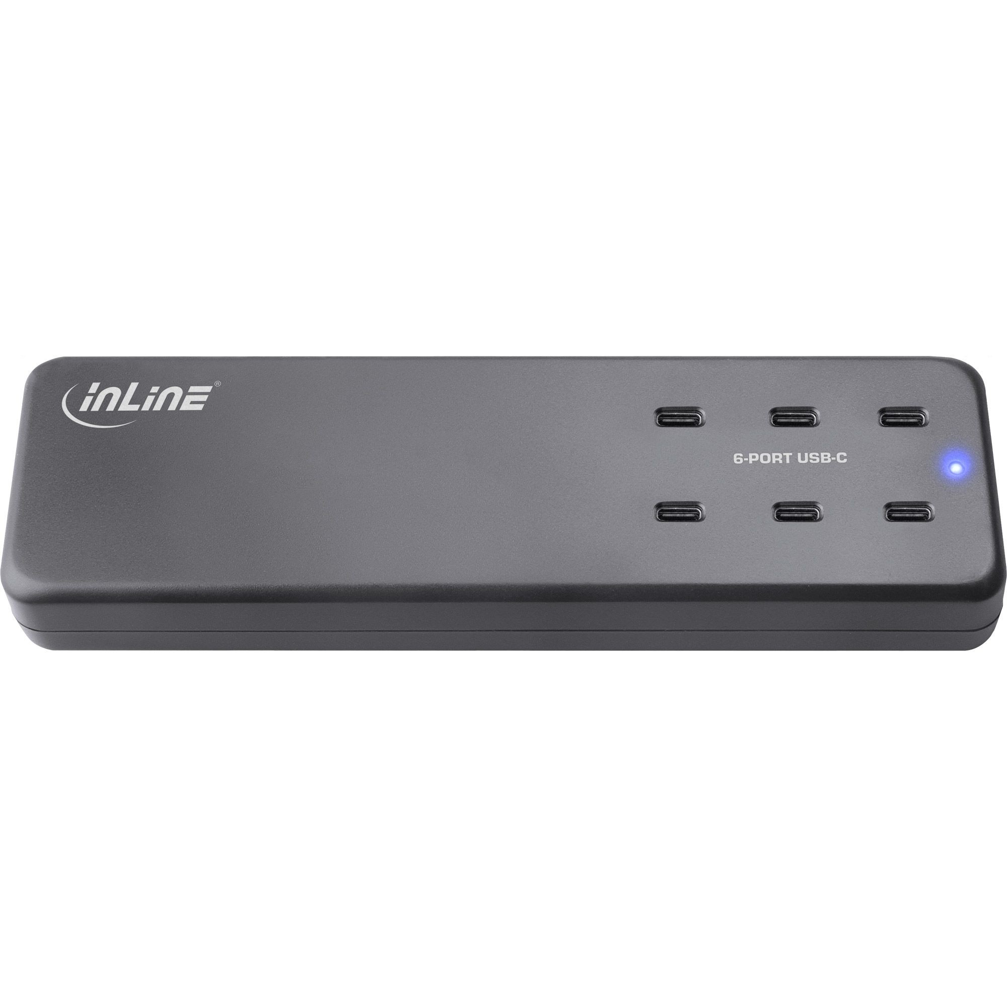 31516I  Estación de carga USB-C,  6x USB-C ,GaN PD 3.0, 120 W, negro Inline