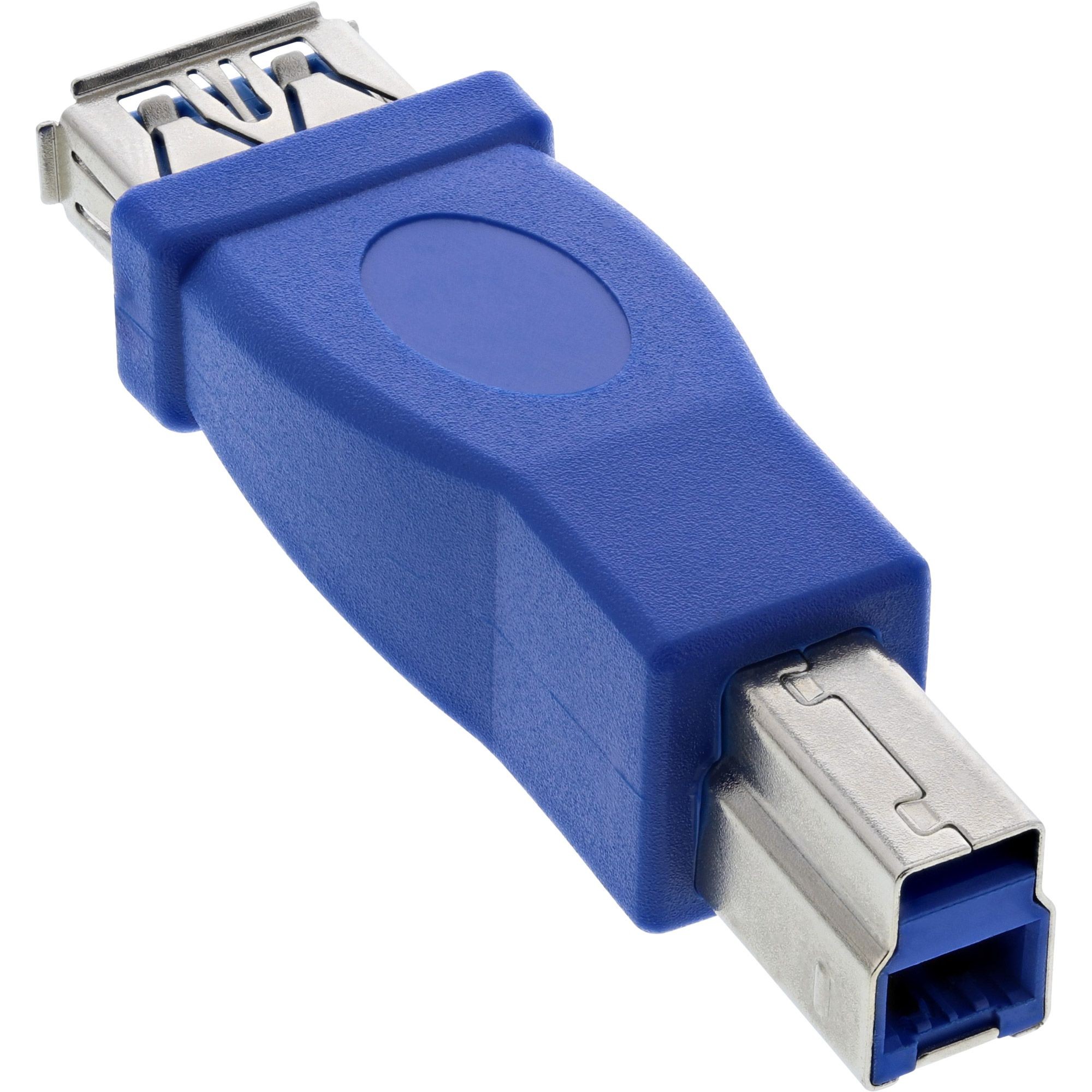 35300D  Adaptador USB 3.2 Gen.1  USB A Hembra a USB B Macho, Azul InLine