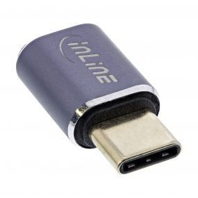 35900A  Adaptador USB-C Macho a USB-C Hembra 240W 40Gb/s 8K a 60Hz Compacto Aluminio Gris Inline USB4.0