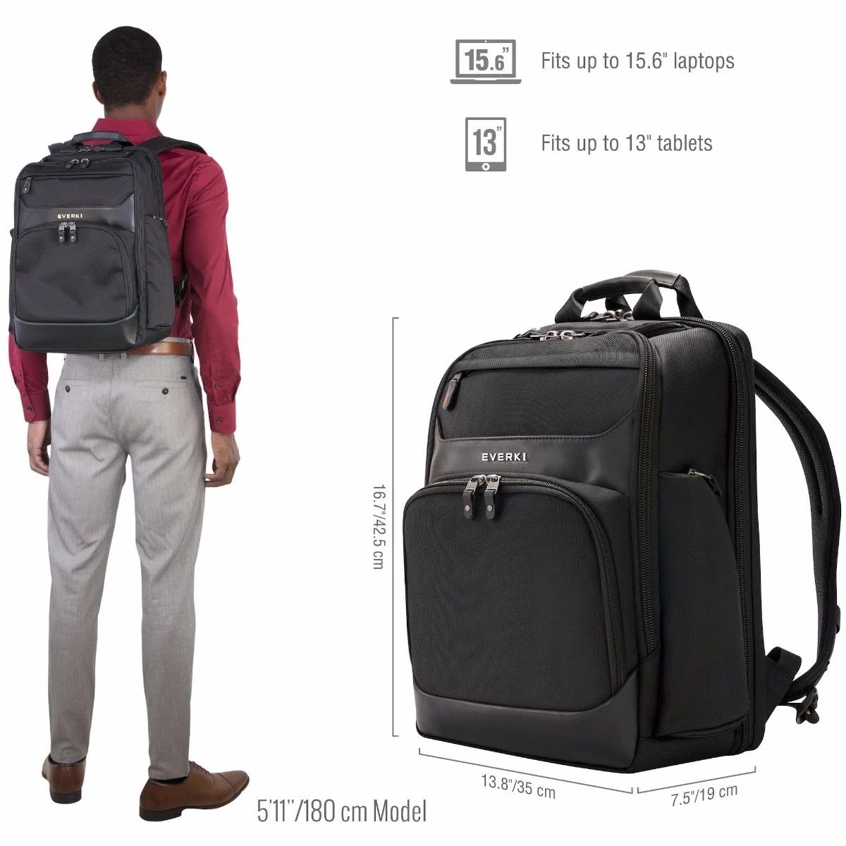 40840  Mochila para portátil de hasta 15,6"  Everki Onyx  EKP132