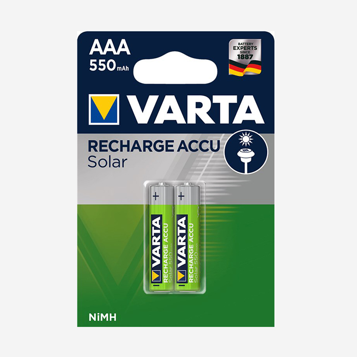 44146  Bateria Recargable AAA LR03  550 mA 1,2V 2 x Blister VARTA (56733) Solar Rechargeable