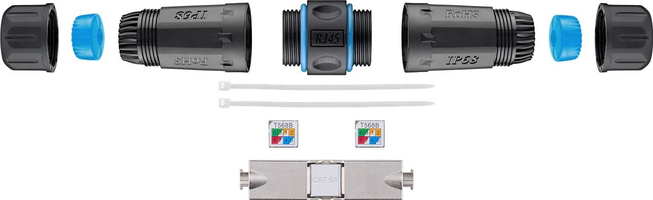 44414  Empalmador de Cable Cat.6A, blindado,IP68, Sin Herramiantas Goobay