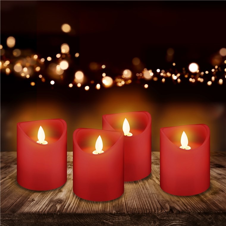 44591  Juego de 4 velas LED de cera real, rojas
Solución de iluminación hermosa y segura para muchas áreas, incluidas casas y logias, o