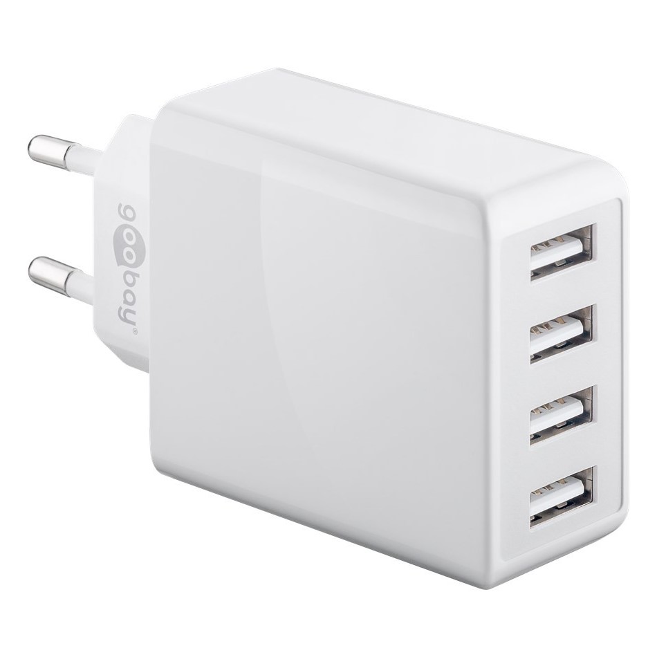 44962  Cargador  30W USB 4 puert. USB-A Blanco IQ Goobay