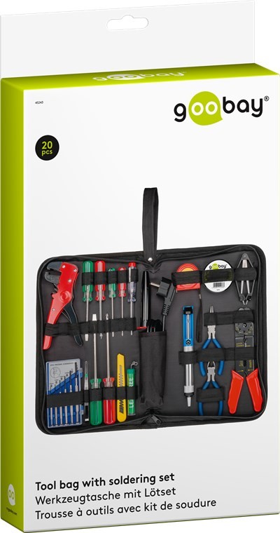 45243  Juego de soldadura y herramientas en práctico estuche, 20 piezas