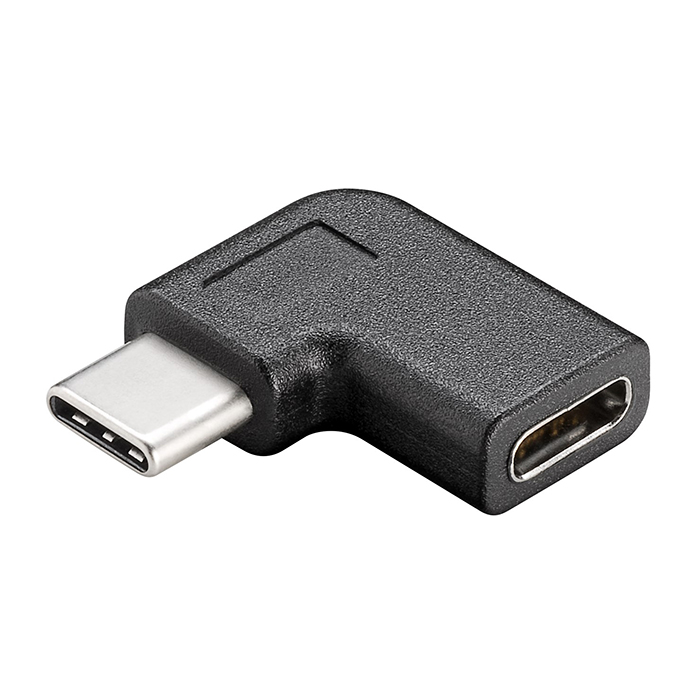 45402  Adaptador USB-C Macho a USB-C Hembra 15W  5Gb/s 90º Acodado Negro Goobay