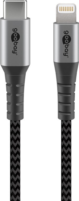 49271  Goobay Lightning USB-C Textile Cable with Metal Plugs, 1 m, MFi-certified