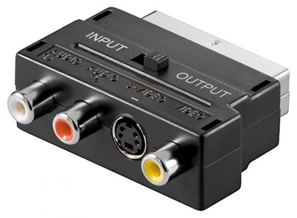 50123  Adaptador Euroconector M 21-pin a 3xRCA H + MDin4 H S-Video