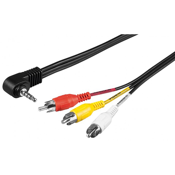 50209  Cable Adaptador 3,5mm Macho 90º 4-pin ST a 3xRCA M 1,5m Blister Goobay Bulk