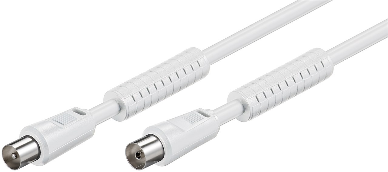 50722  Cable de Antena de 10m Coaxial Macho a Coaxial Hembra Ferrita <80 dB Blanco Bulk Goobay