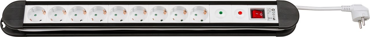 51282  Regleta de  9 tomas Con interruptor y protección sobretensión 1.4m  Goobay 16A 3500W