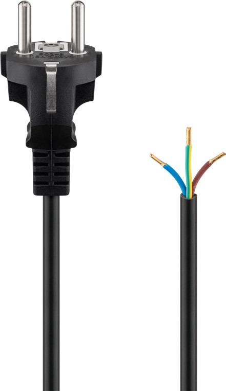 51327  Cable Alimentacion CEE-7/7 SCHUKO a Ext. pelado 1,50m Negro