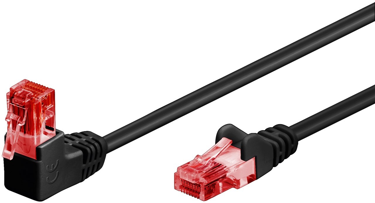 51516  Latiguillo CAT 6, U-UTP,  2.00 m, Negro, CCA-PVC 1x RJ45 90° Acodado Goobay