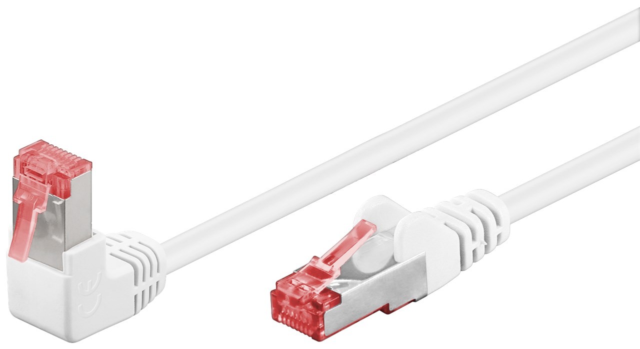 51552  Latiguillo CAT 6, S/FTP,  3.00 m, Blanco, CU-LSZH 1 x Conector 90º