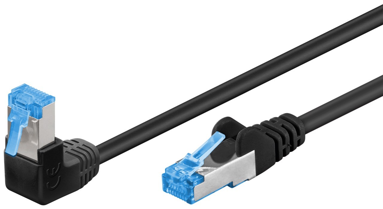 51560  Latiguillo CAT 6A, S/FTP,  5.00 m, Negro, LSZH 1 x Conector 90º