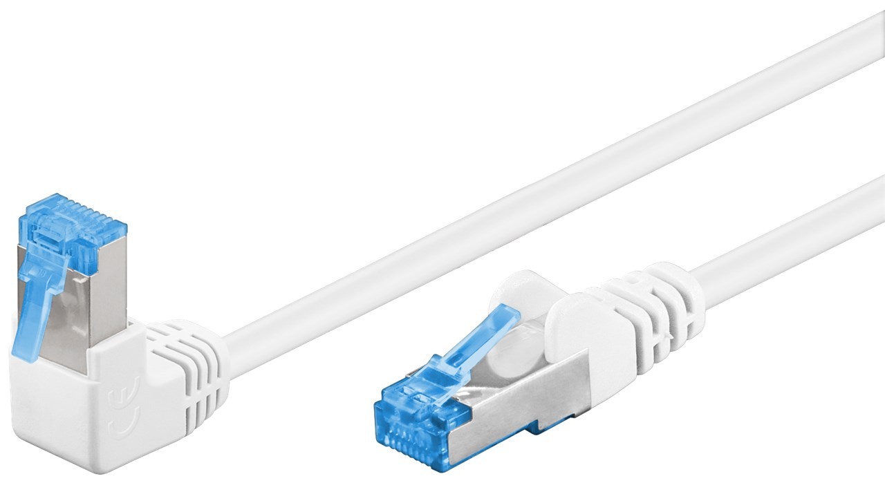 51566  Latiguillo CAT 6A, S/FTP,  3.00 m, Blanco, CU-LSZH 1 x Conector 90&ordm; Goobay