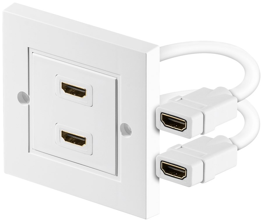 51723  Placa 80x80  HDMI 2 x HDMI H-H 4K/60 Hz (3840x2160) con Cable Blanco goobay
