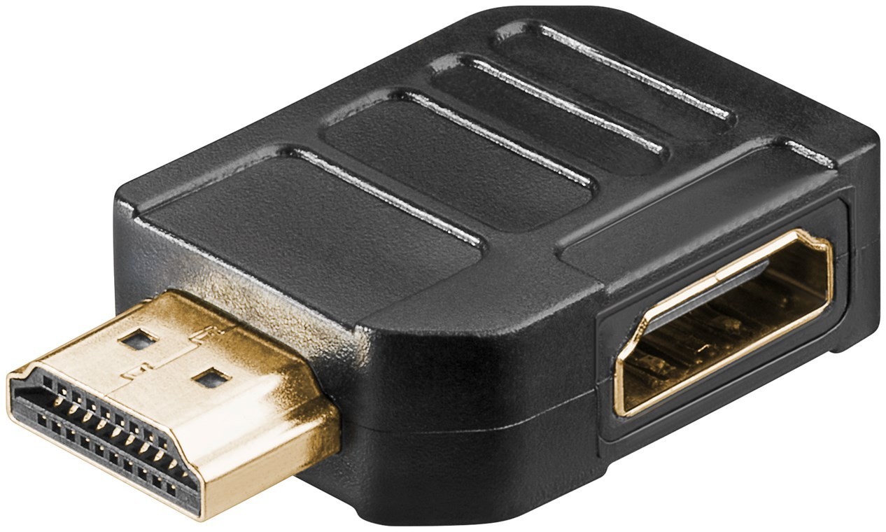 51725  Adaptador HDMI Hembra a HDMI Macho Codo 270°  Horizontal, 4K/60Hz Goobay Plastico