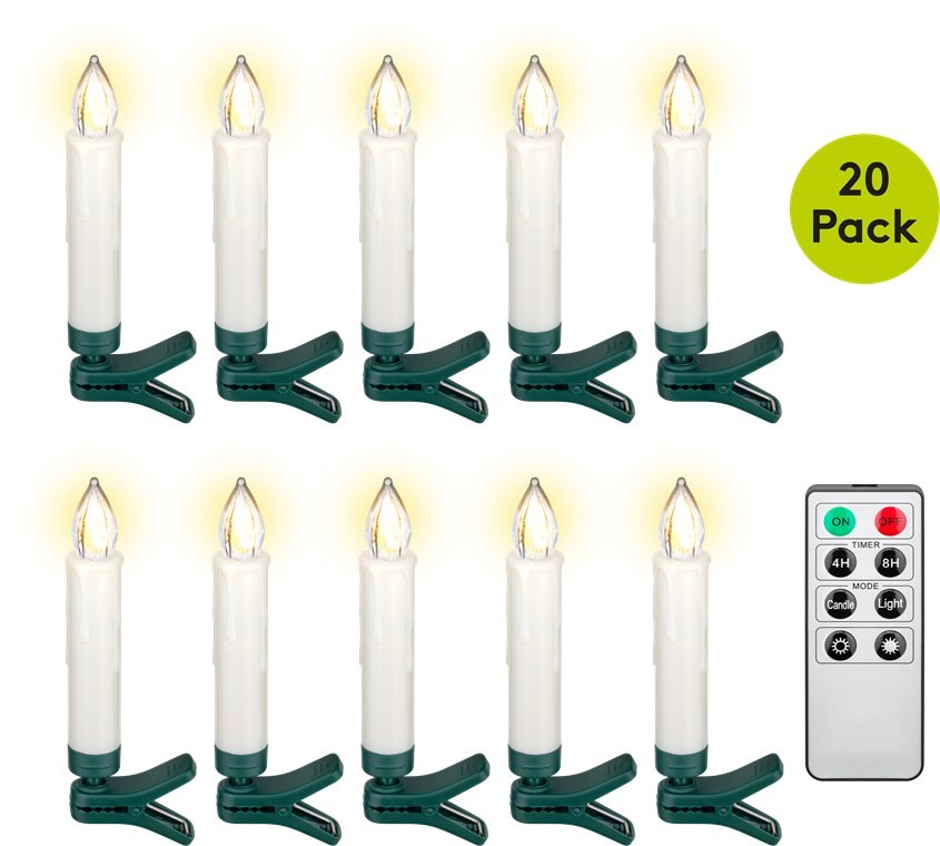 53942  Kit 20 velas control remoto blancas pinza arbol **Ultimas Unidades****