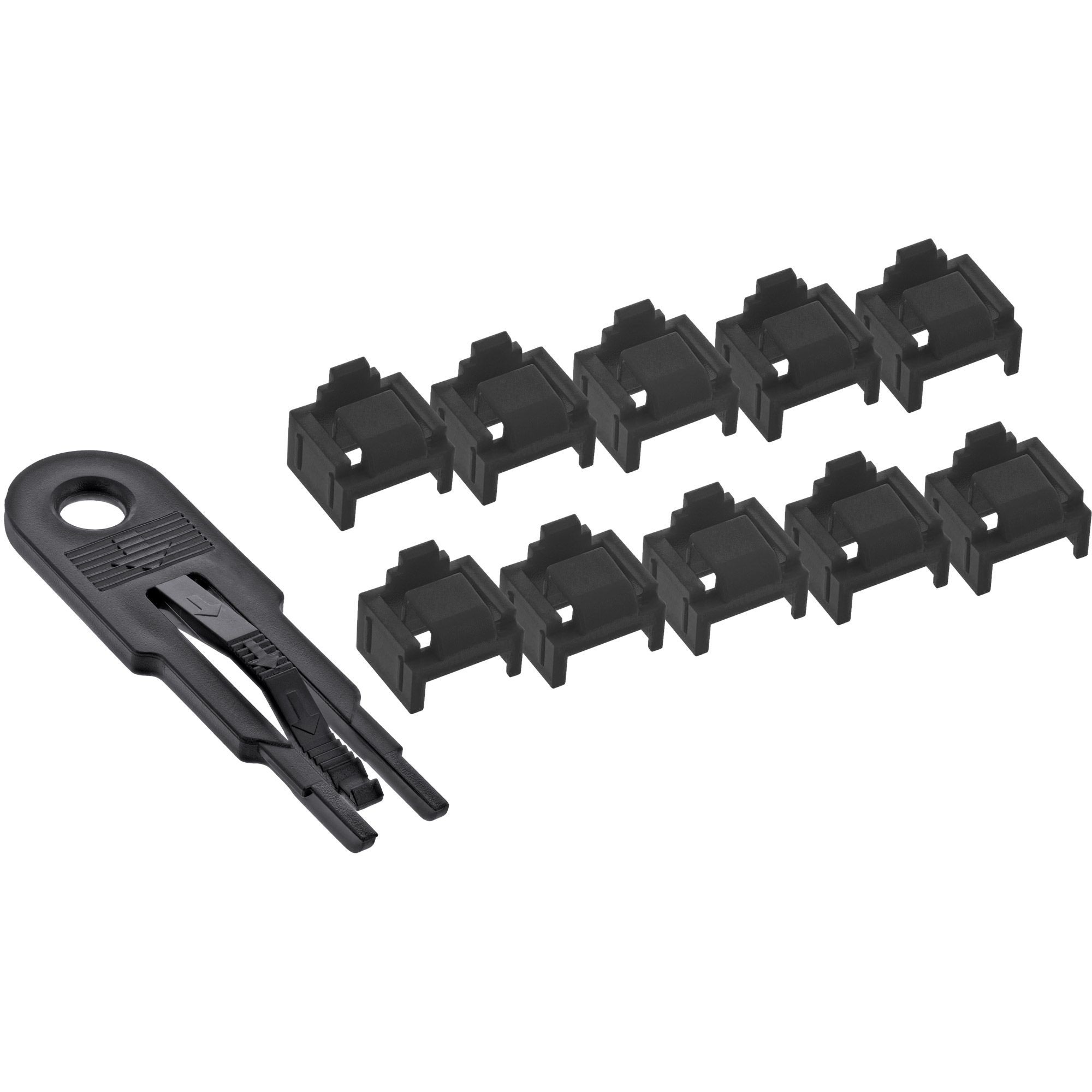 55722I  Bloqueador de puertos RJ45, kit de inicio con 10 bloqueadores y llave, color negro InLine