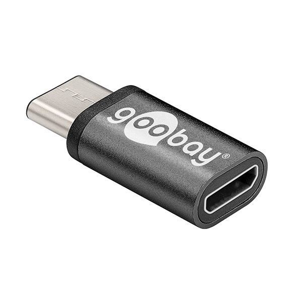 56635  Adaptador USB C Macho a USB 2.0 Micro B Hembra 0,48Gb Compacto Negro  Goobay